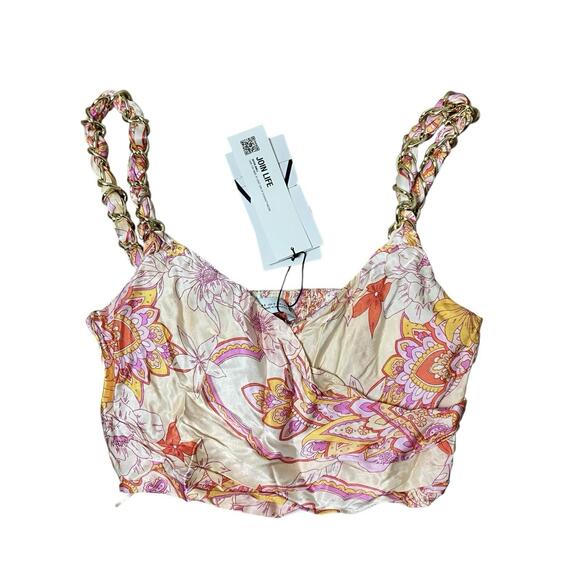 ZARA Crop‎ Top S Floral Wrap Y2K Indie Sleaze Fairycore Cottagecore Boho - Picture 2 of 8